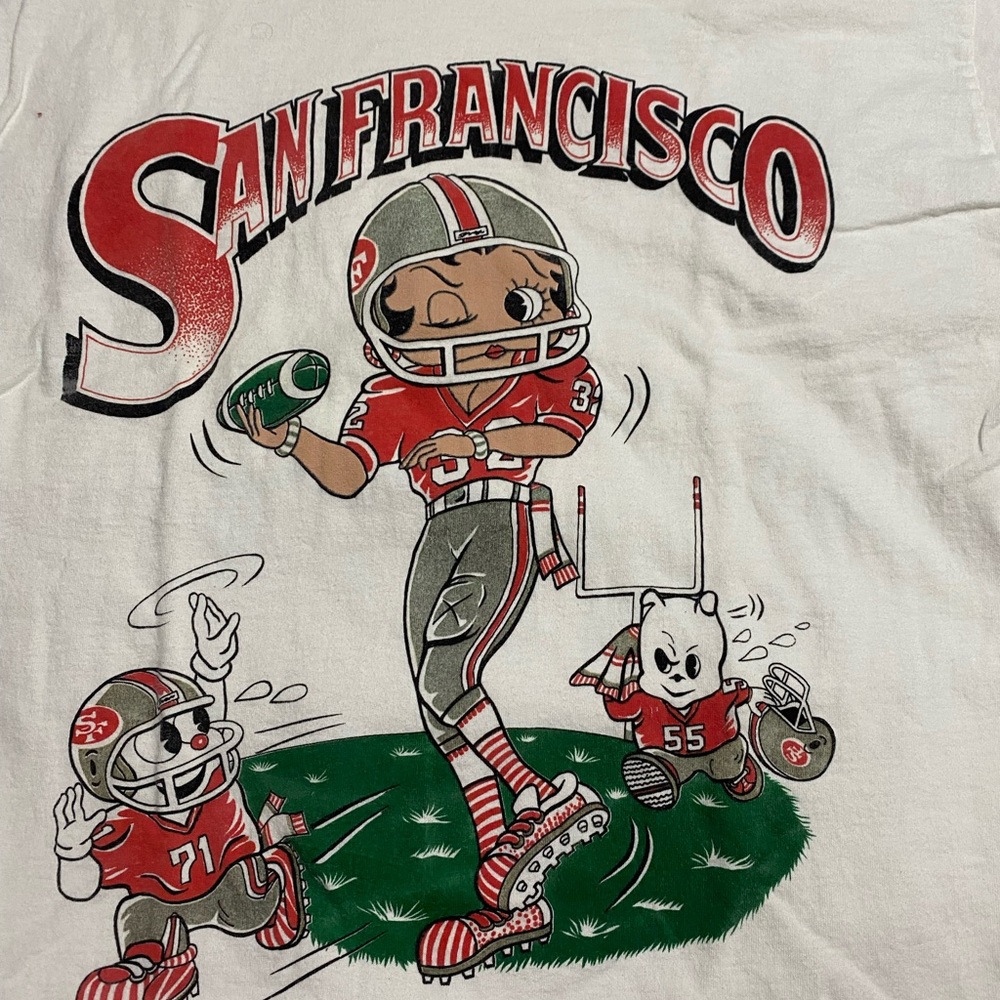 Vintage 90’s  Fruit of the Loom San Francisco 49ers Betty Boop  White T Shirt XL